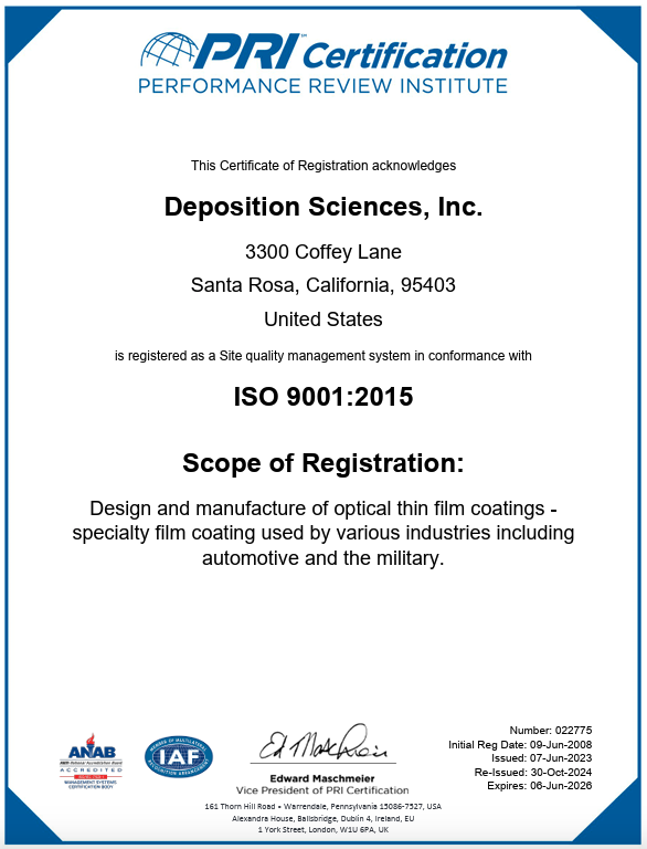 ISO 9001:2015 certificate